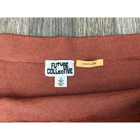 Future Collective Jenny K Lopez Women’s Midi Skirts Brown 2XL Pull On Stretch - Picture 6 of 8